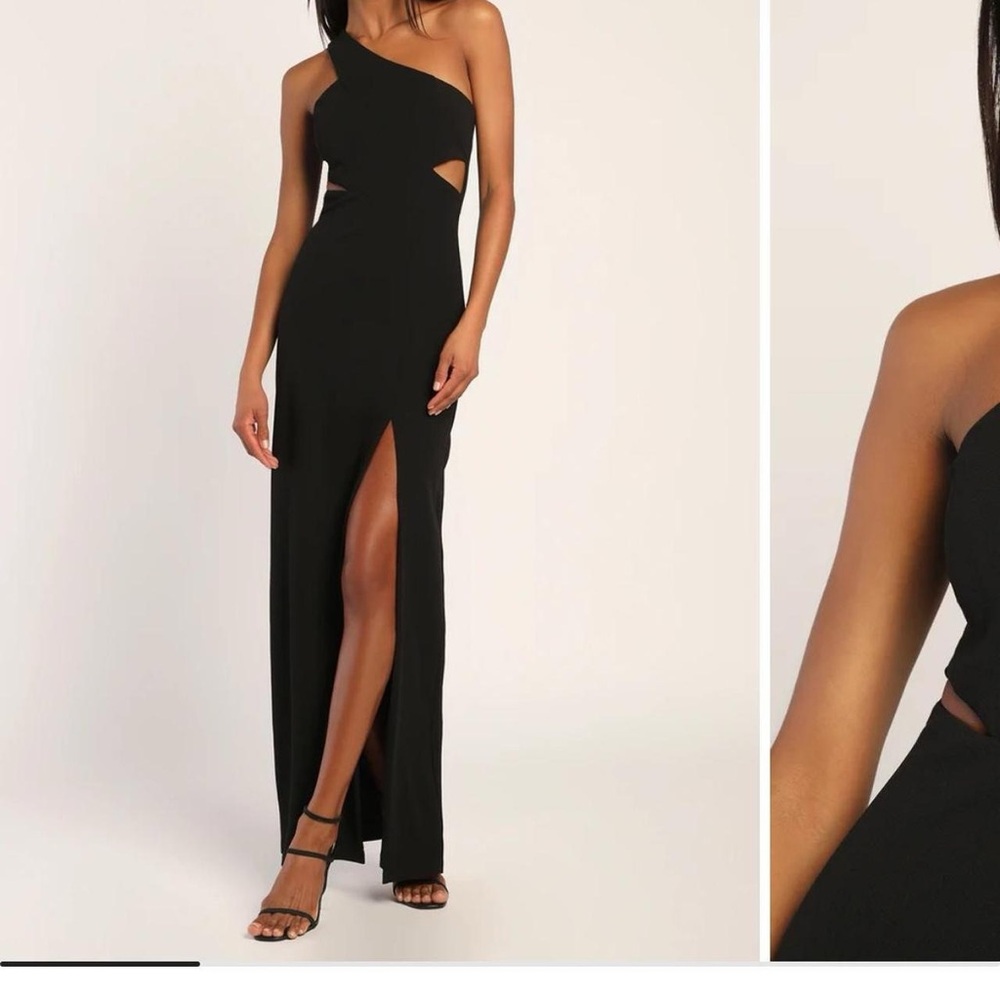 Show-Stopping Style Black One-Shoulder Cutout Maxi Dress